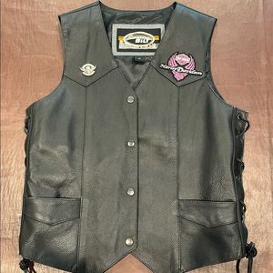 Ladies Black Leather HD vest